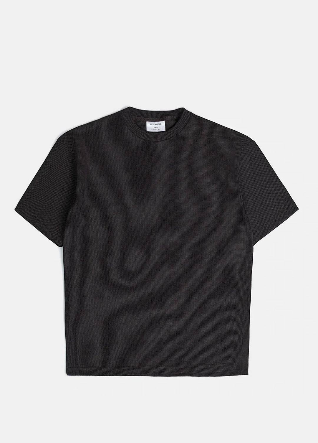 Muraqsh Plain Knit Dark Brown Waffle Oversized T-Shirt