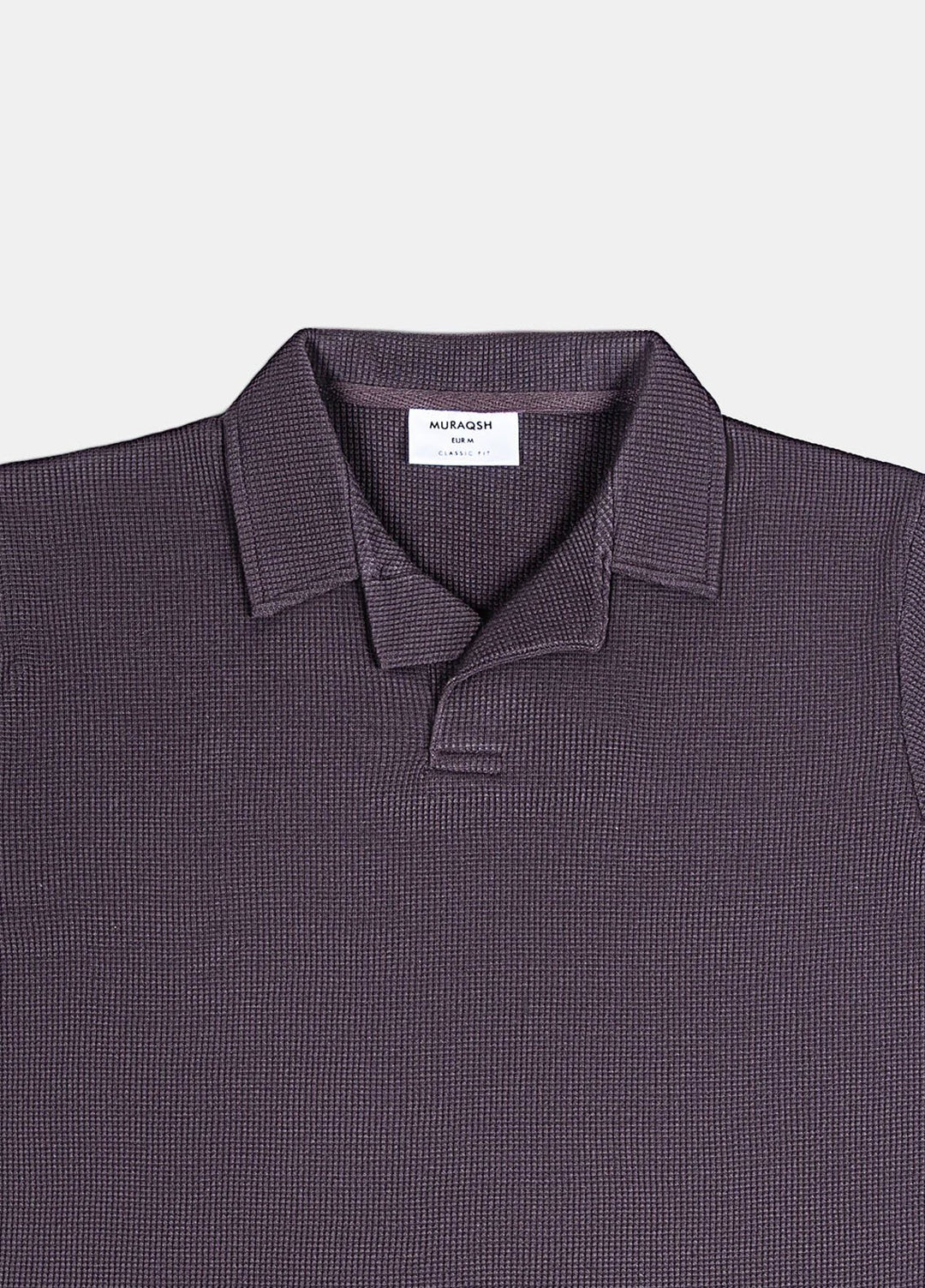 Muraqsh Plain Knit Dark Brown Waffle Revere Polo