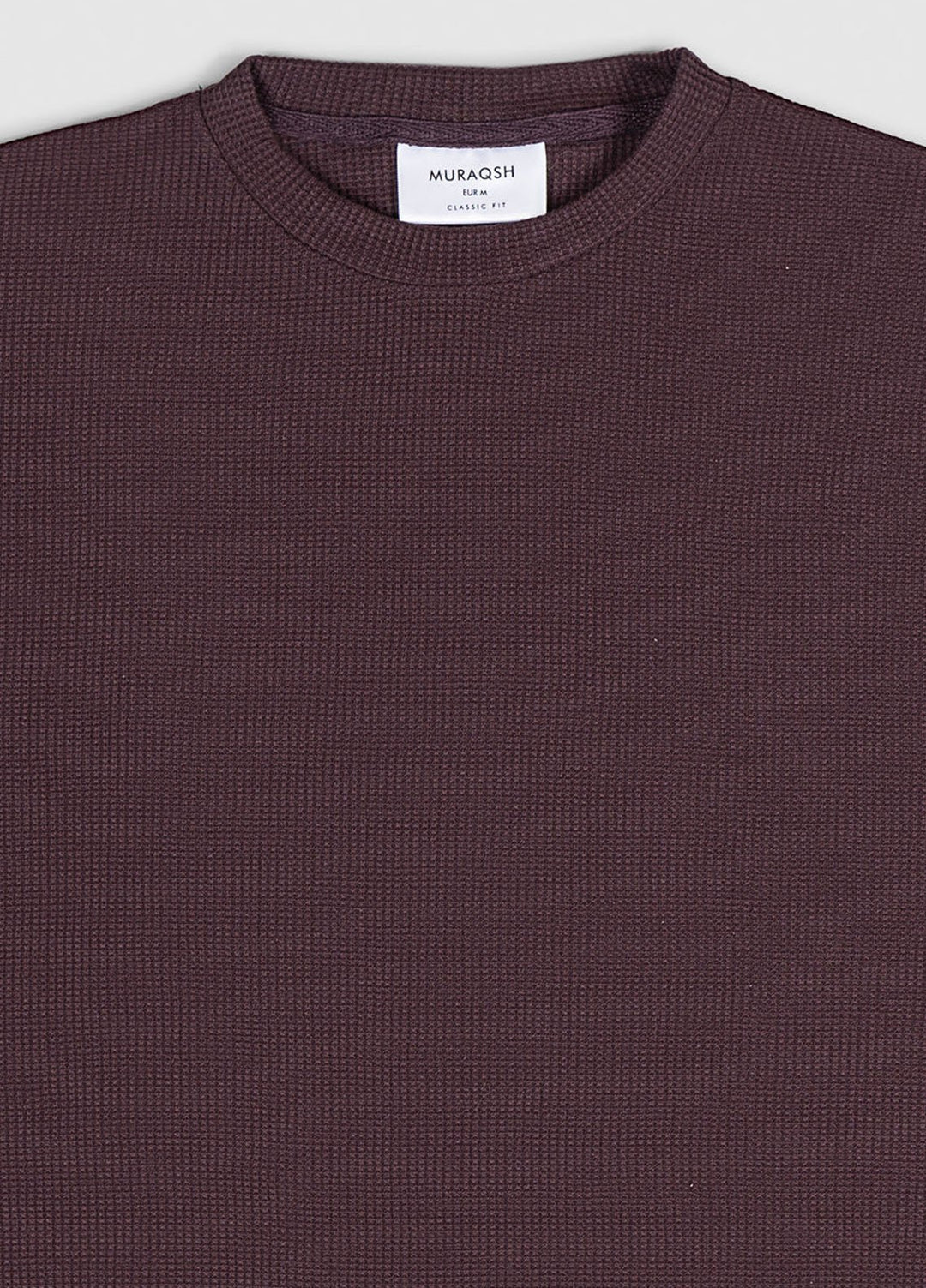 Muraqsh Plain Knit Deep Burgundy Waffle Oversized T-Shirt