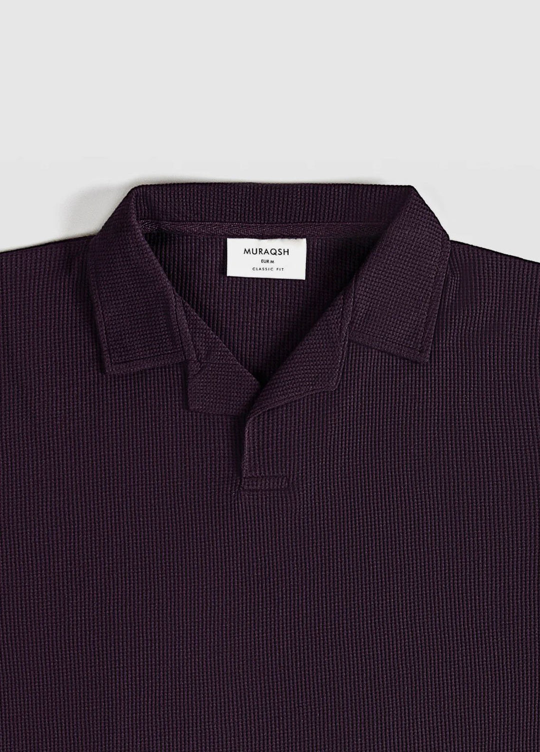 Muraqsh Plain Knit Deep Burgundy Waffle Revere Polo
