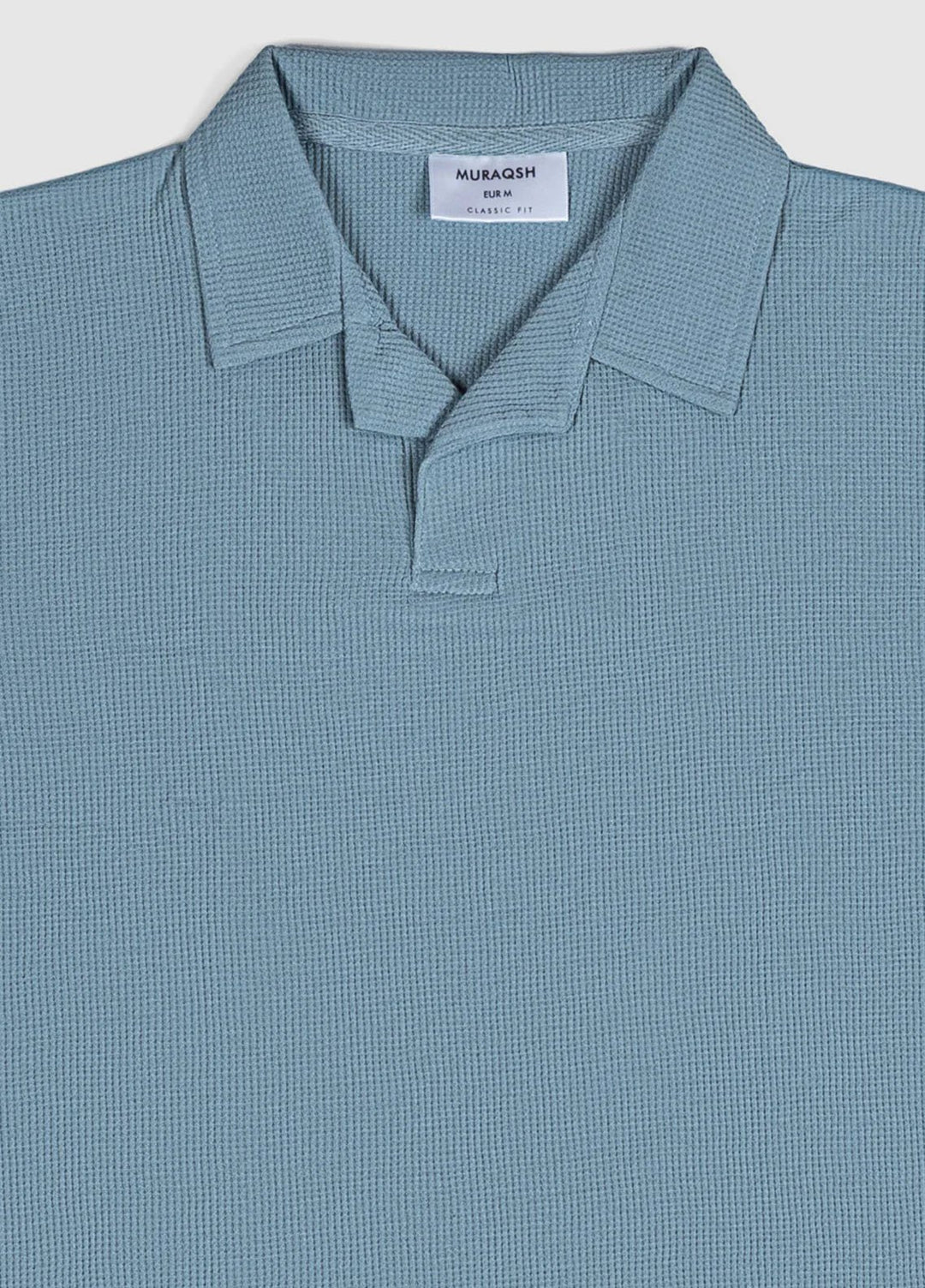 Muraqsh Plain Knit Polo Sapphire Blue Waffle Revere Polo