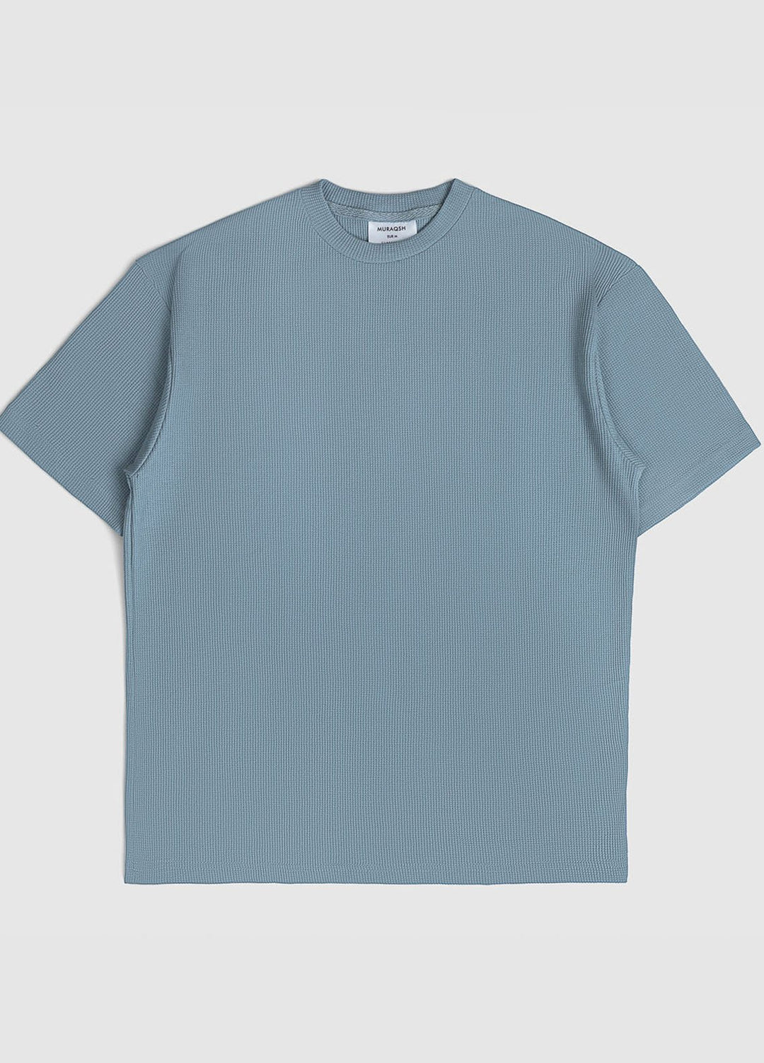 Muraqsh Plain Knit T-Shirt Sapphire Blue Waffle Oversized
