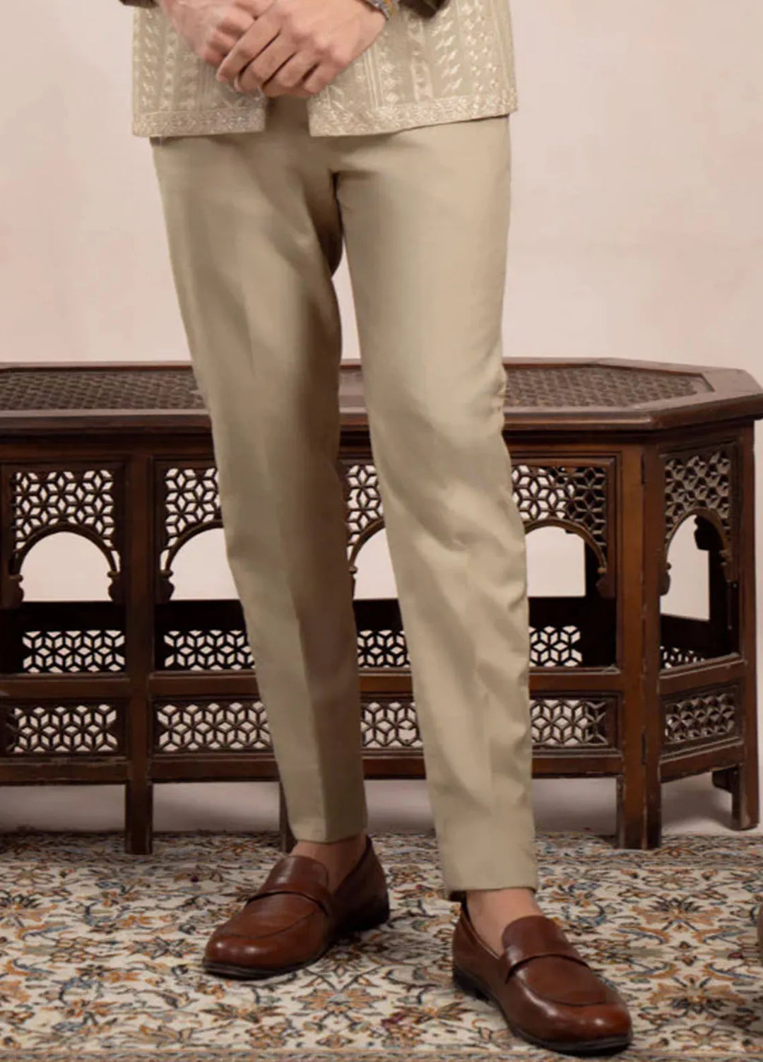 Muraqsh Pret Solid Blended 1 Piece Mint Pant
