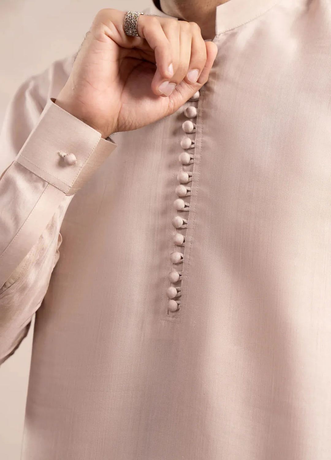 Muraqsh Pret Solid Viscose Silk 2 Piece Coffee Kurta Trouser