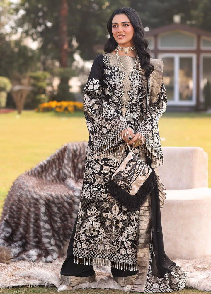 Musferah Saad Embroidered Lawn Suits Unstitched 3 Piece MFS25PG Lustre - Luxury Collection