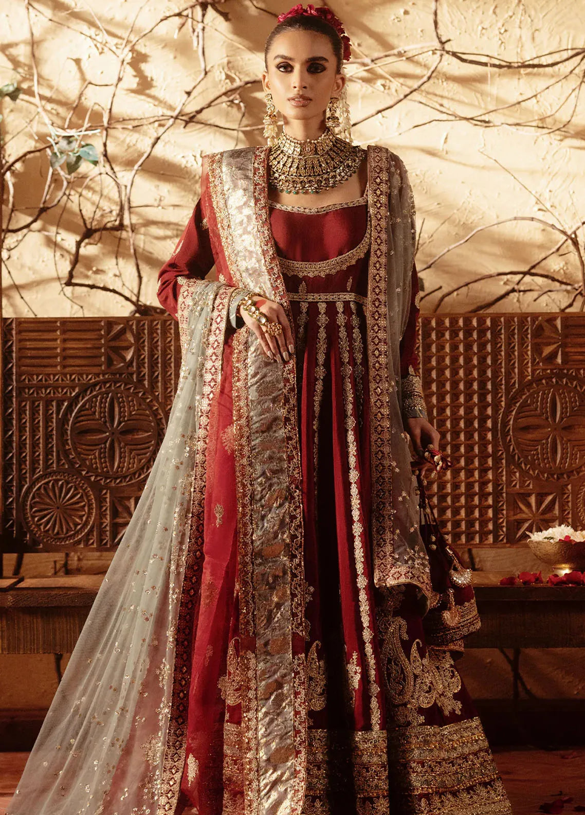 AJR Couture - Abbas Jamil Rajpoot Pret Embroidered Raw silk 4 Piece Suit Selin