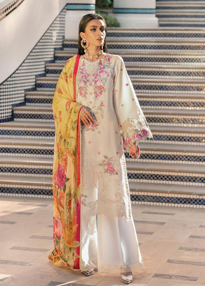 Hemline By Mushq Embroidered Lawn Suits Unstitched 3 Piece MQ22SS HM22-03B French Vanilla - Spring / Summer Collection