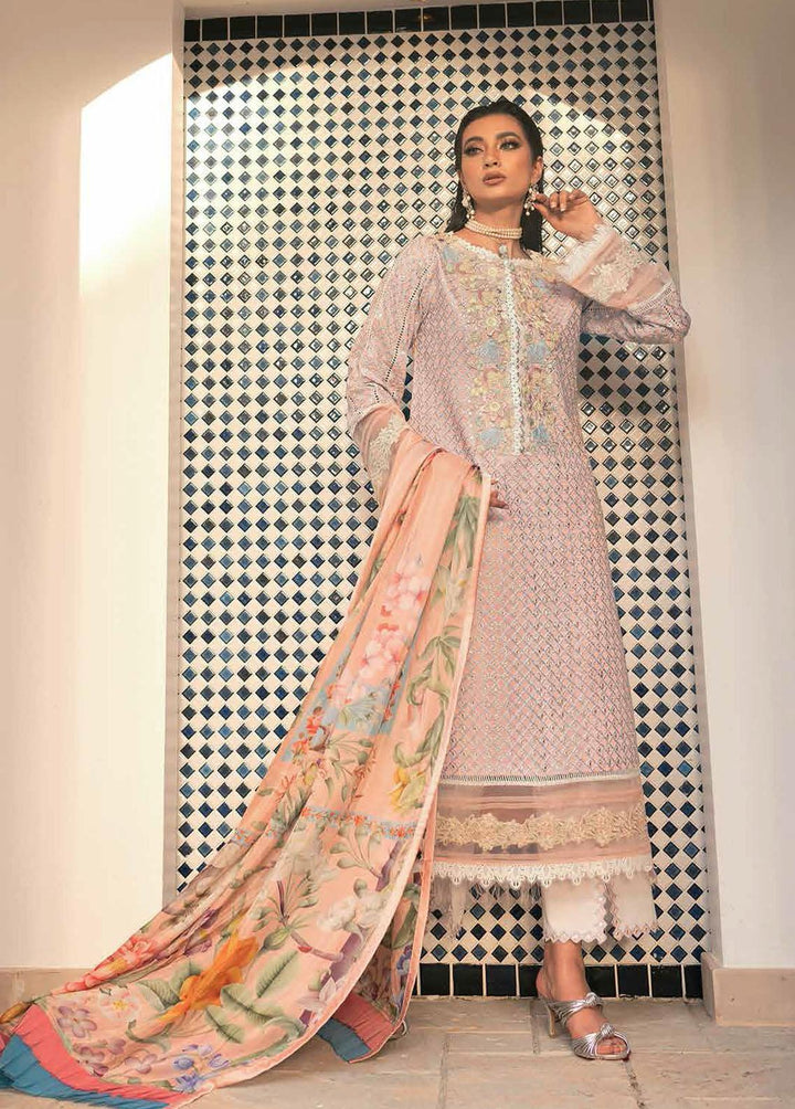 Hemline By Mushq Embroidered Lawn Suits Unstitched 3 Piece MQ22SS HM22-04B Pink Suede - Spring / Summer Collection