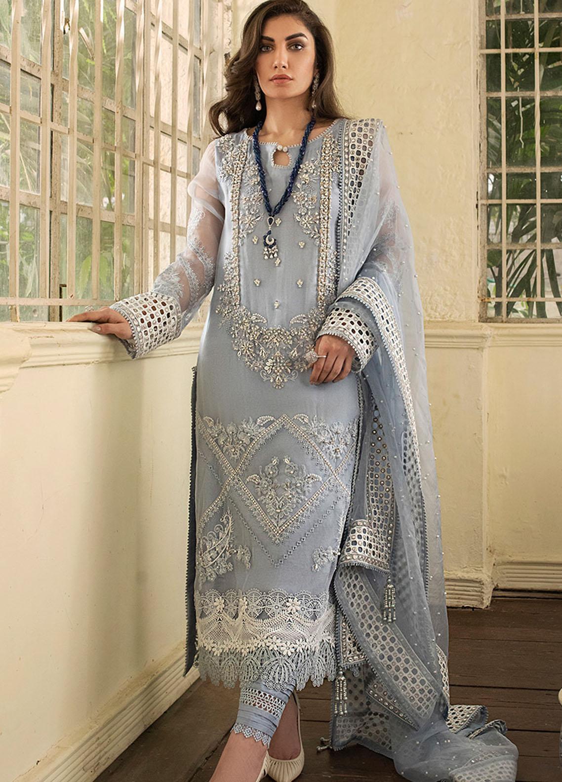 Mushq Embroidered Organza Stitched Kurti PEACH PEONY