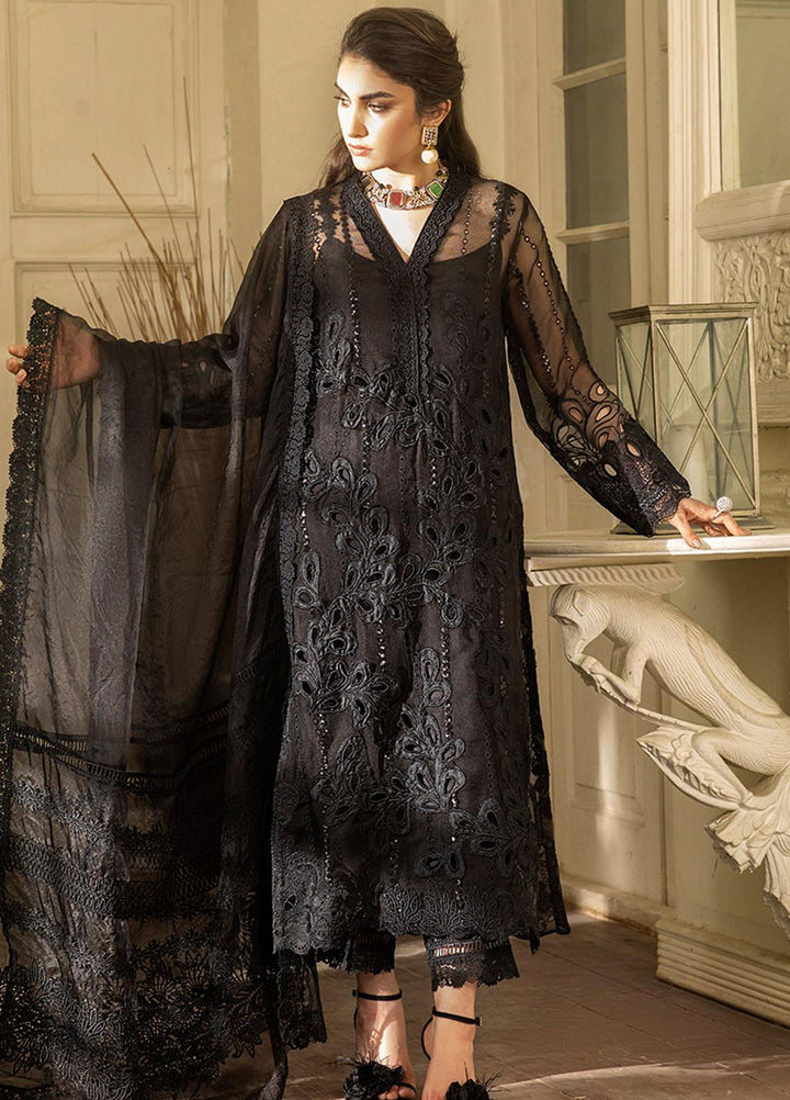 Mushq Embroidered Organza Stitched Kurti NIGHT SKY