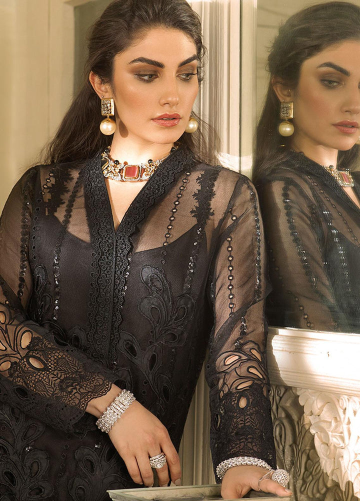 Mushq Embroidered Organza Stitched Kurti NIGHT SKY