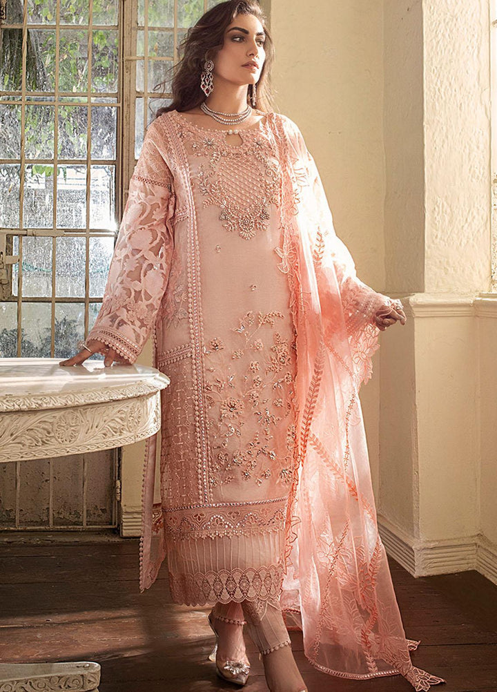 Mushq Embroidered Organza Stitched Kurti PEARL BLUSH