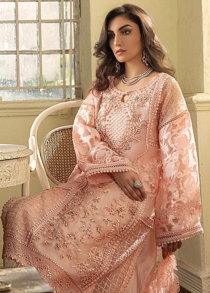 Mushq Embroidered Organza Stitched Kurti PEARL BLUSH