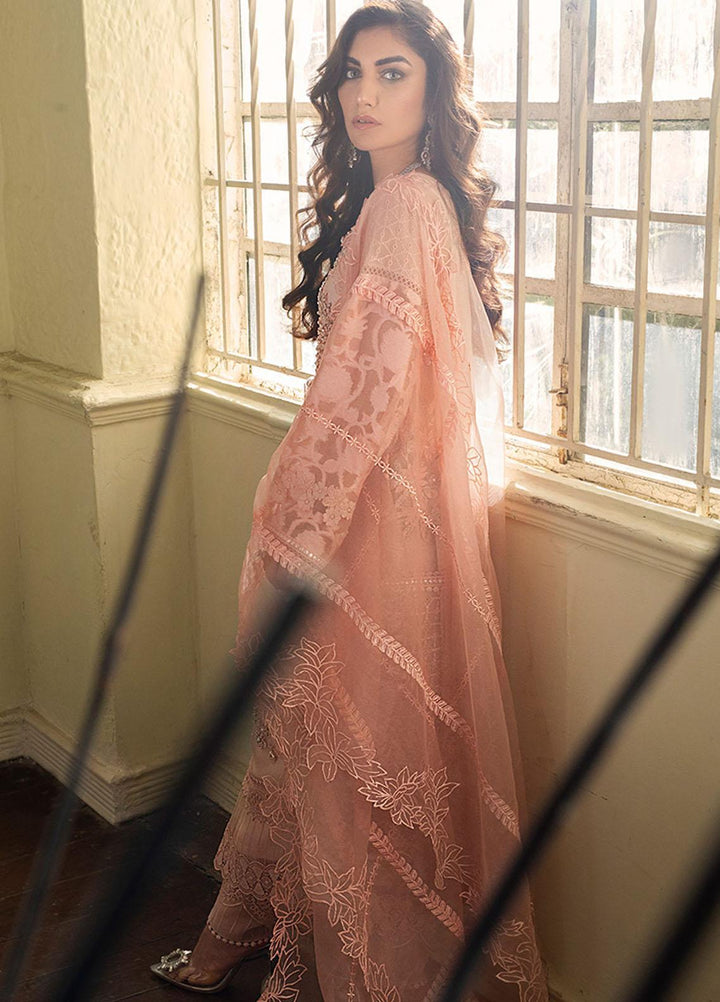 Mushq Embroidered Organza Stitched Kurti PEARL BLUSH