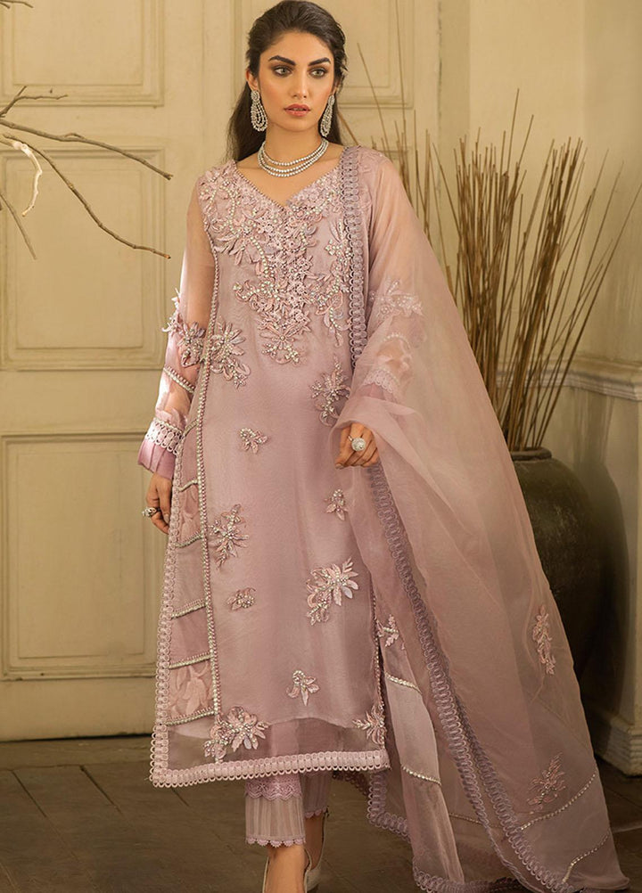 Mushq Embroidered Organza Stitched Kurti PINK NECTAR