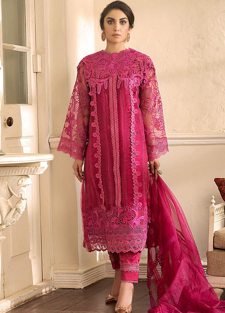 Mushq Embroidered Organza Stitched Kurti RASPBERRY SORBET