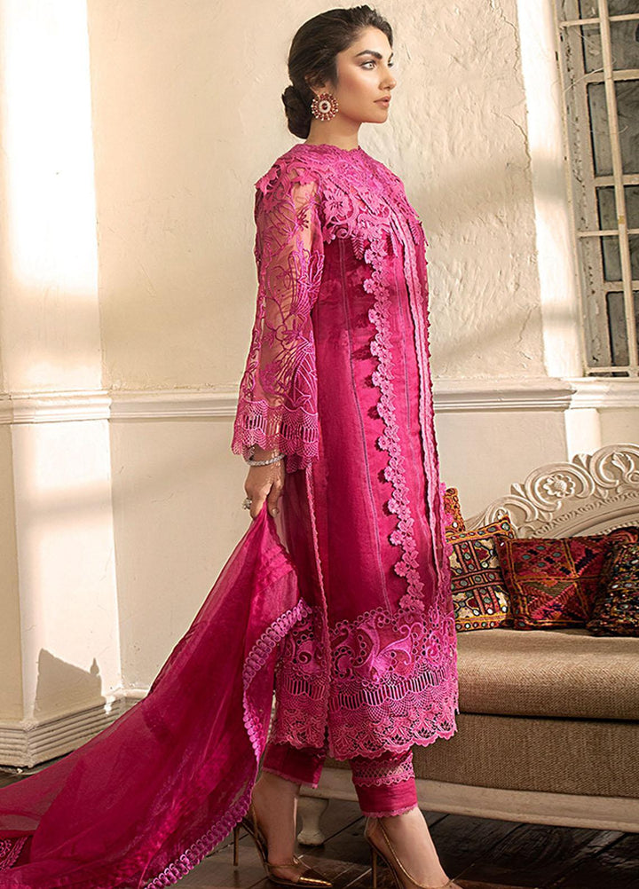 Mushq Embroidered Organza Stitched Kurti RASPBERRY SORBET