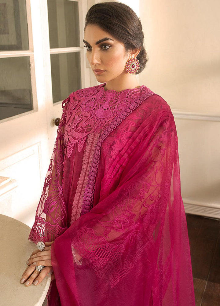 Mushq Embroidered Organza Stitched Kurti RASPBERRY SORBET