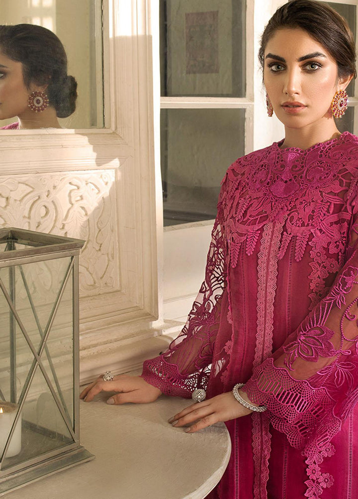 Mushq Embroidered Organza Stitched Kurti RASPBERRY SORBET