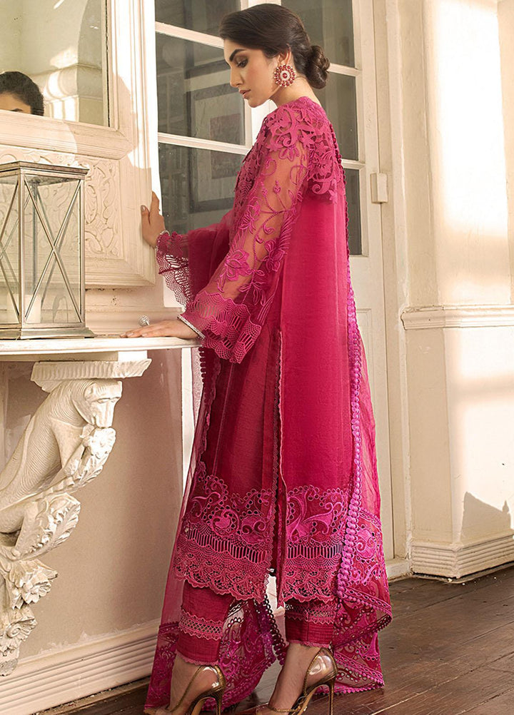 Mushq Embroidered Organza Stitched Kurti RASPBERRY SORBET