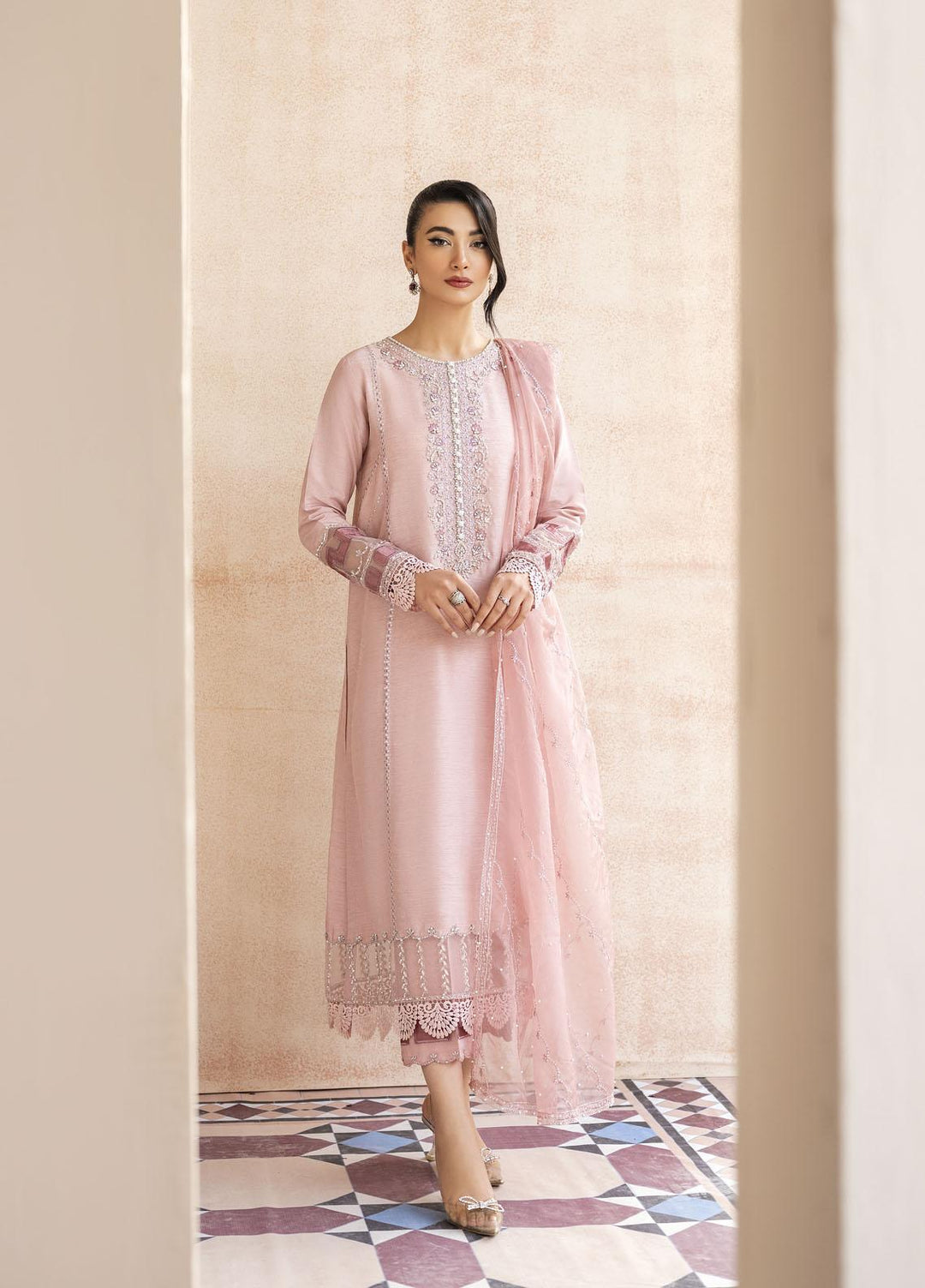 Mushq Luxury Pret  Raw Silk 3 Piece Suit MQ23CS MSP23-04 PAULINE