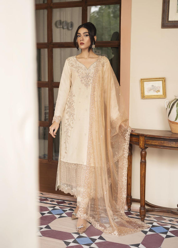 Mushq Luxury Pret  Raw Silk 3 Piece Suit MQ23CS MSP23-07 PERLA