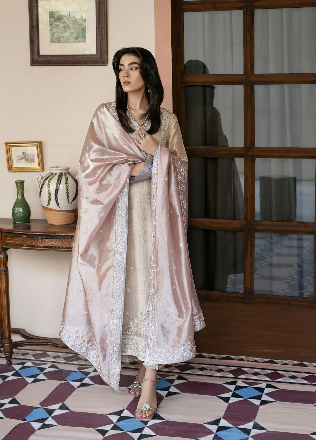 Mushq Luxury Pret Embroidered Tissue Silk 3 Piece Dress MQ22SN MSP22-03 Leila