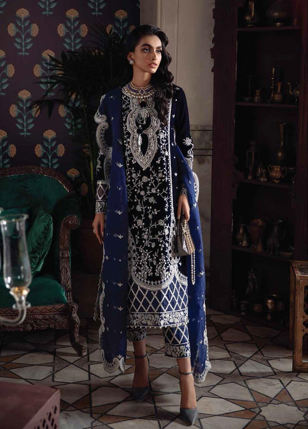 Tehzeeb By Mushq Embroidered Velvet Suits Unstitched 3 Piece MQ21T MV21-06 Wanya - Luxury Collection