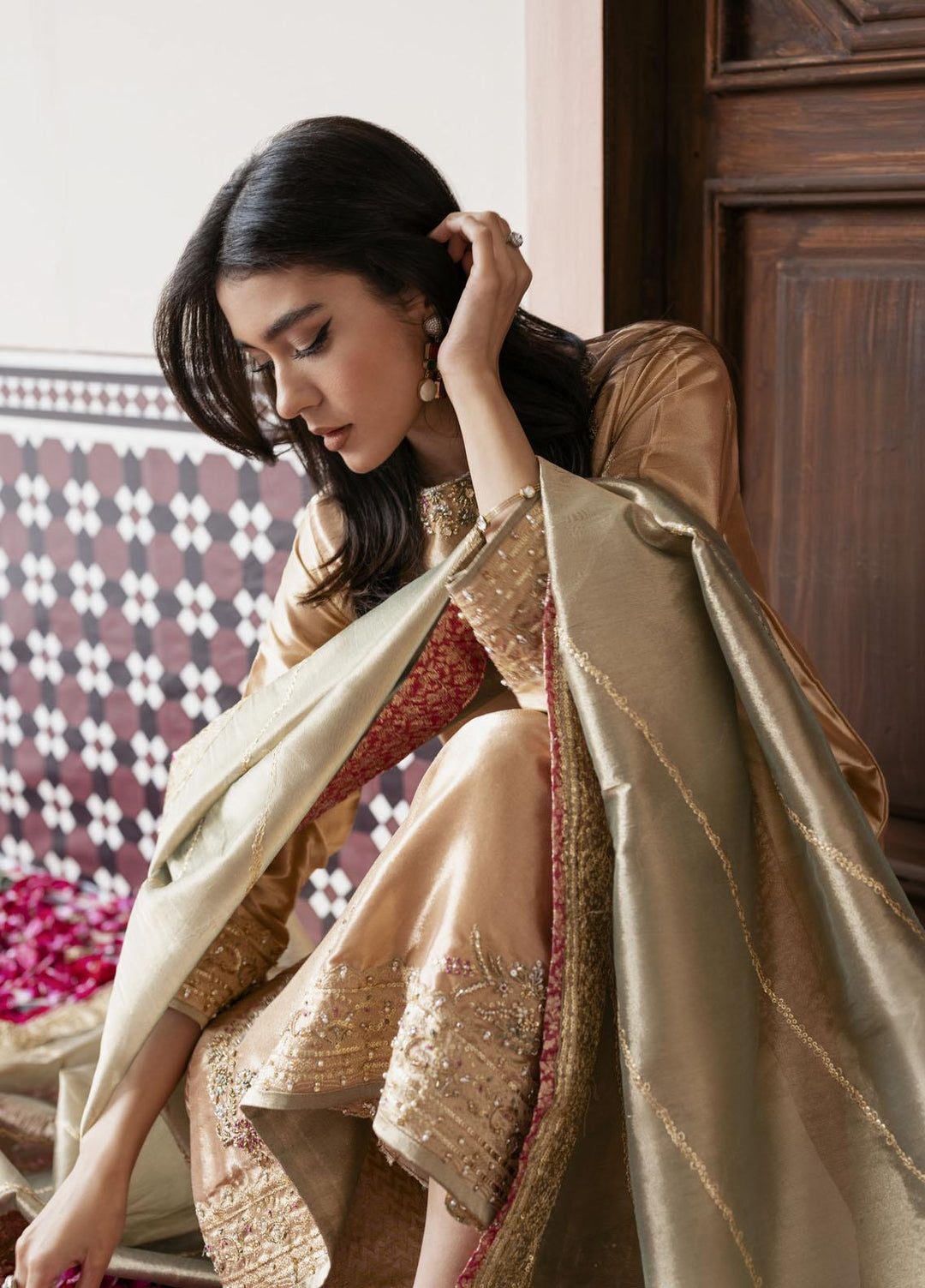 Mushq Luxury Pret Embroidered Tissue Silk 3 Piece Dress MQ22SN MSP22-06 Parisa