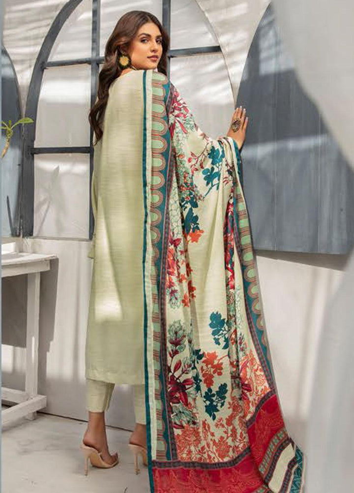 Muskaan by Riaz Arts Embroidered Leather Peach Suits Unstitched 3 Piece RA21MK D-01 - Winter Collection