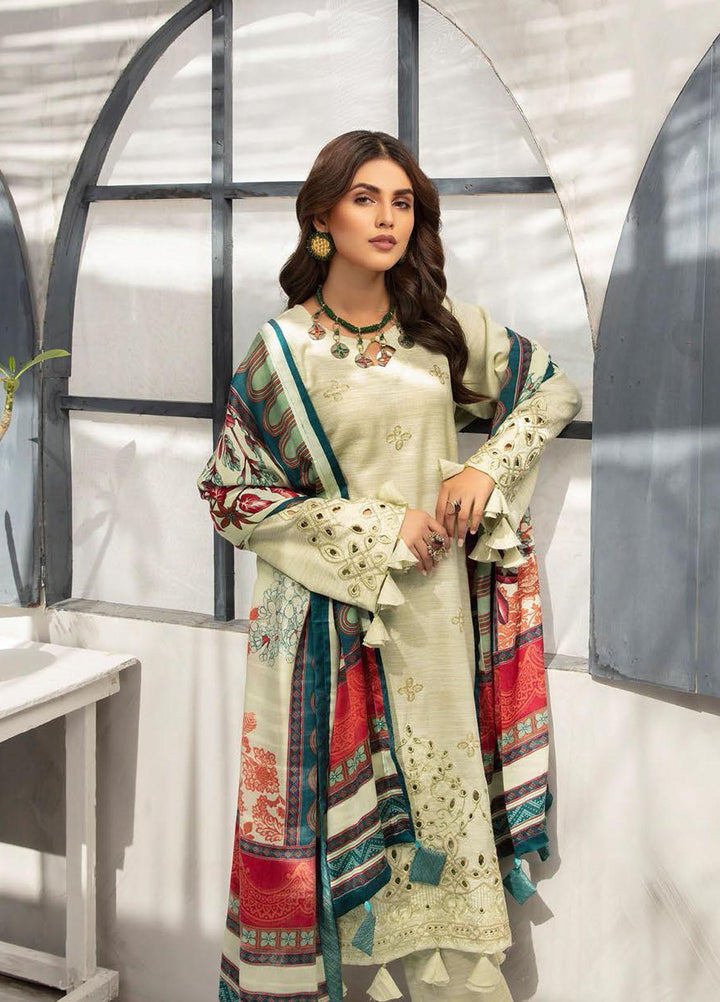 Muskaan by Riaz Arts Embroidered Leather Peach Suits Unstitched 3 Piece RA21MK D-01 - Winter Collection