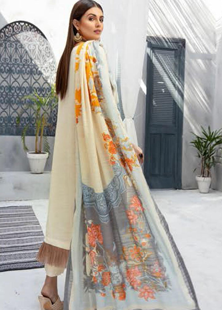 Muskaan by Riaz Arts Embroidered Leather Peach Suits Unstitched 3 Piece RA21MK D-02 - Winter Collection