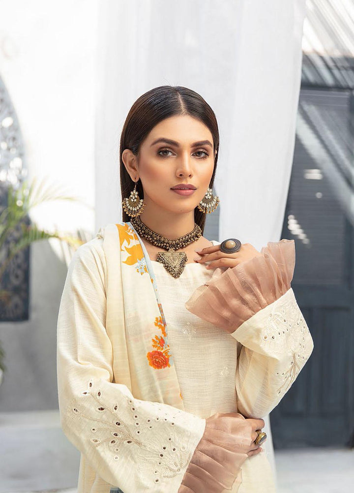 Muskaan by Riaz Arts Embroidered Leather Peach Suits Unstitched 3 Piece RA21MK D-02 - Winter Collection