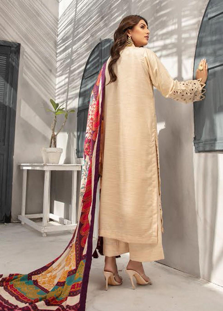Muskaan by Riaz Arts Embroidered Leather Peach Suits Unstitched 3 Piece RA21MK D-03 - Winter Collection
