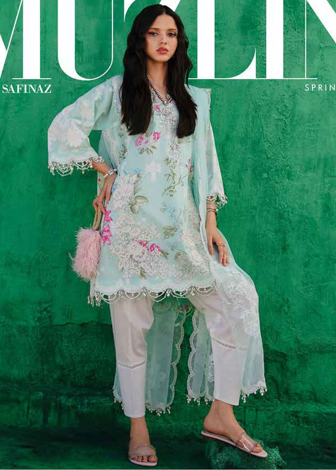 Muzlin By Sana Safinaz Embroidered Lawn Suits Unstitched 3 Piece SS24MZ 11B - Spring Summer Collection