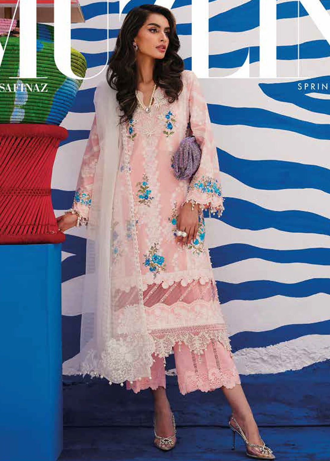 Muzlin By Sana Safinaz Embroidered Lawn Suits Unstitched 3 Piece SS24MZ 20B - Spring Summer Collection