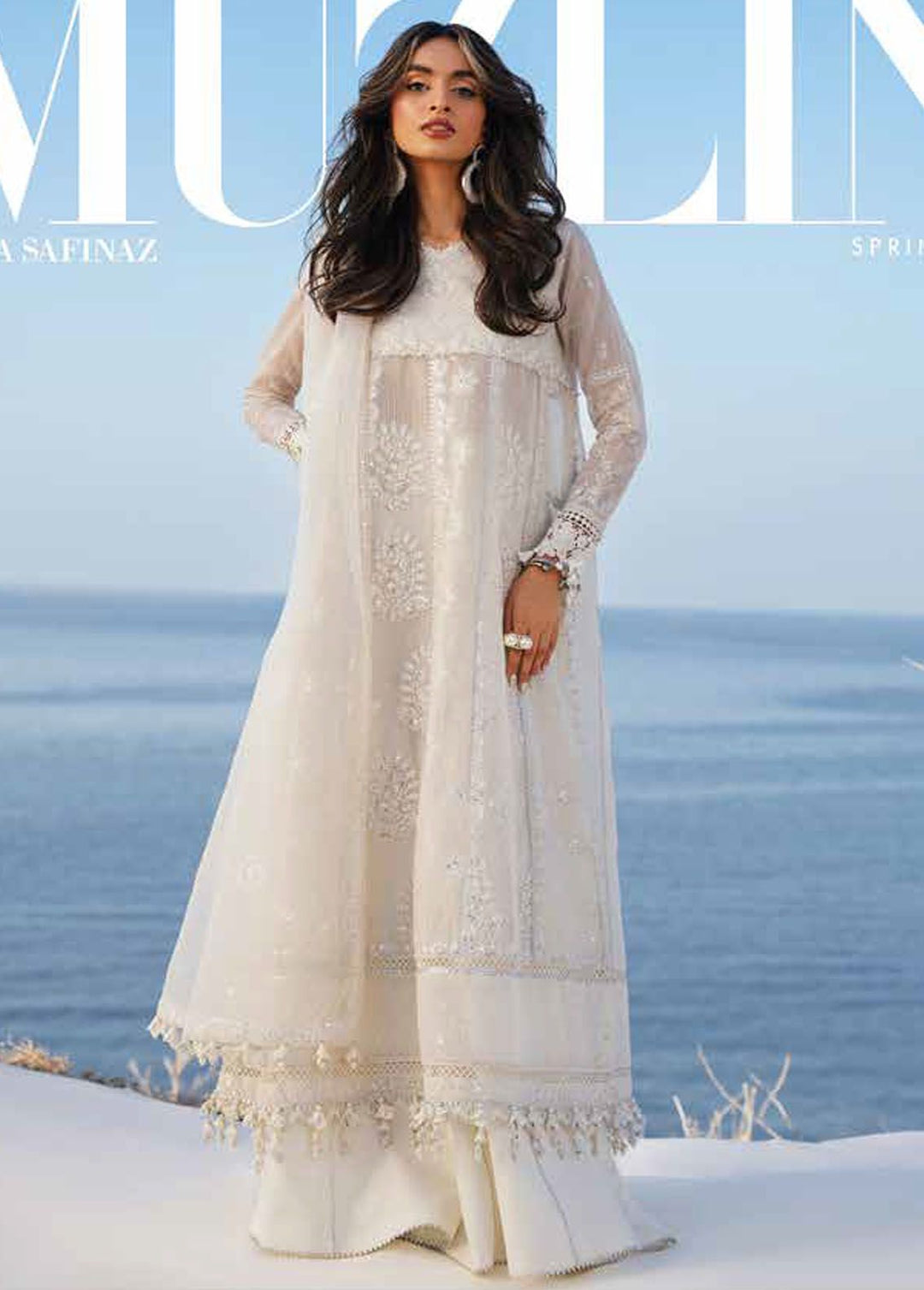 Muzlin By Sana Safinaz Embroidered Net Suits Unstitched 3 Piece SS24MZ 14A - Spring Summer Collection