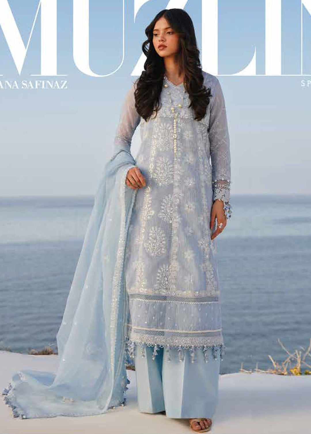 Muzlin By Sana Safinaz Embroidered Net Suits Unstitched 3 Piece SS24MZ 14B - Spring Summer Collection