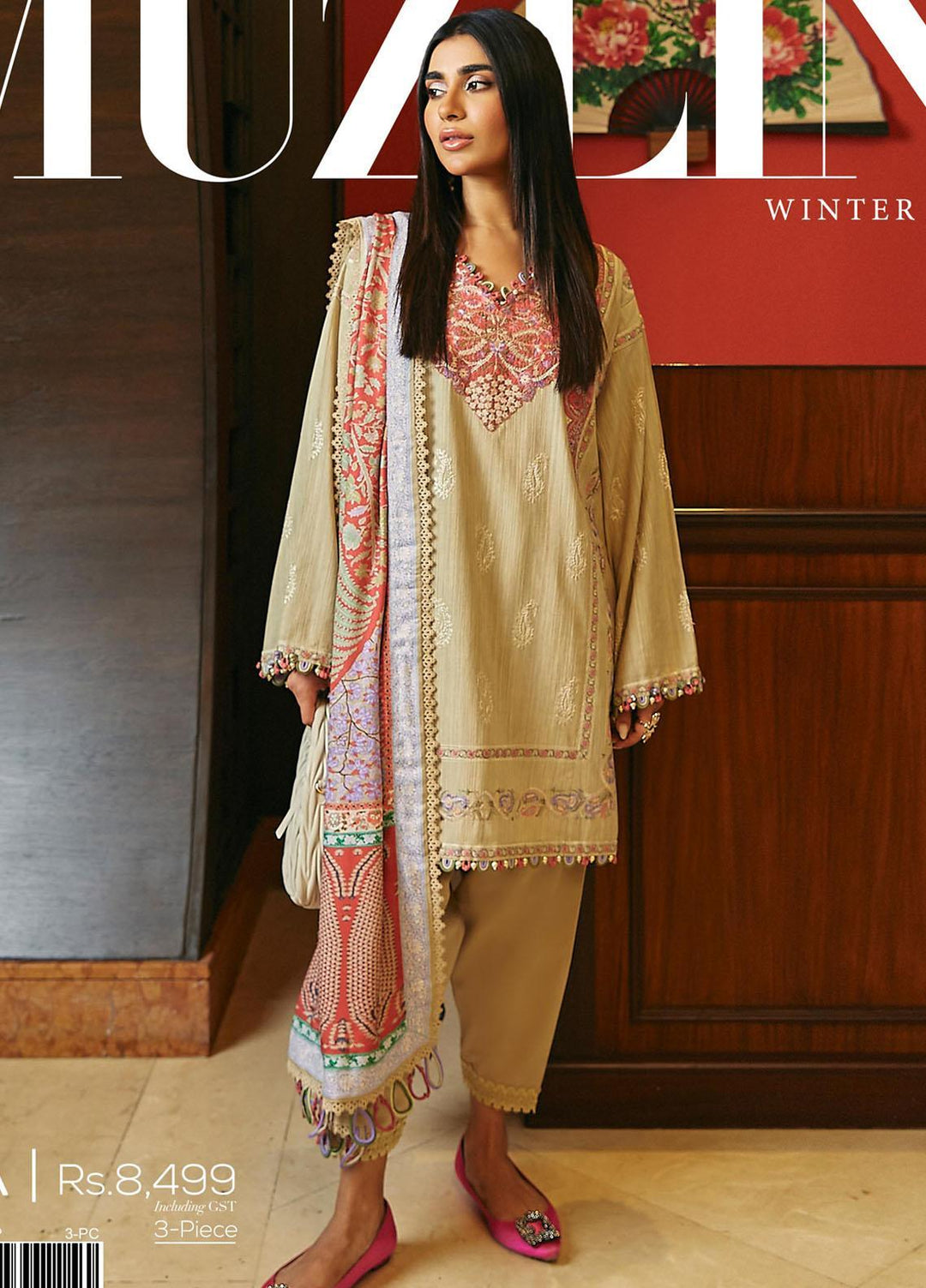 Muzlin By Sana Safinaz Embroidered Slub Suits Unstitched 3 Piece SS23MZ-V3 12A - Winter Collection