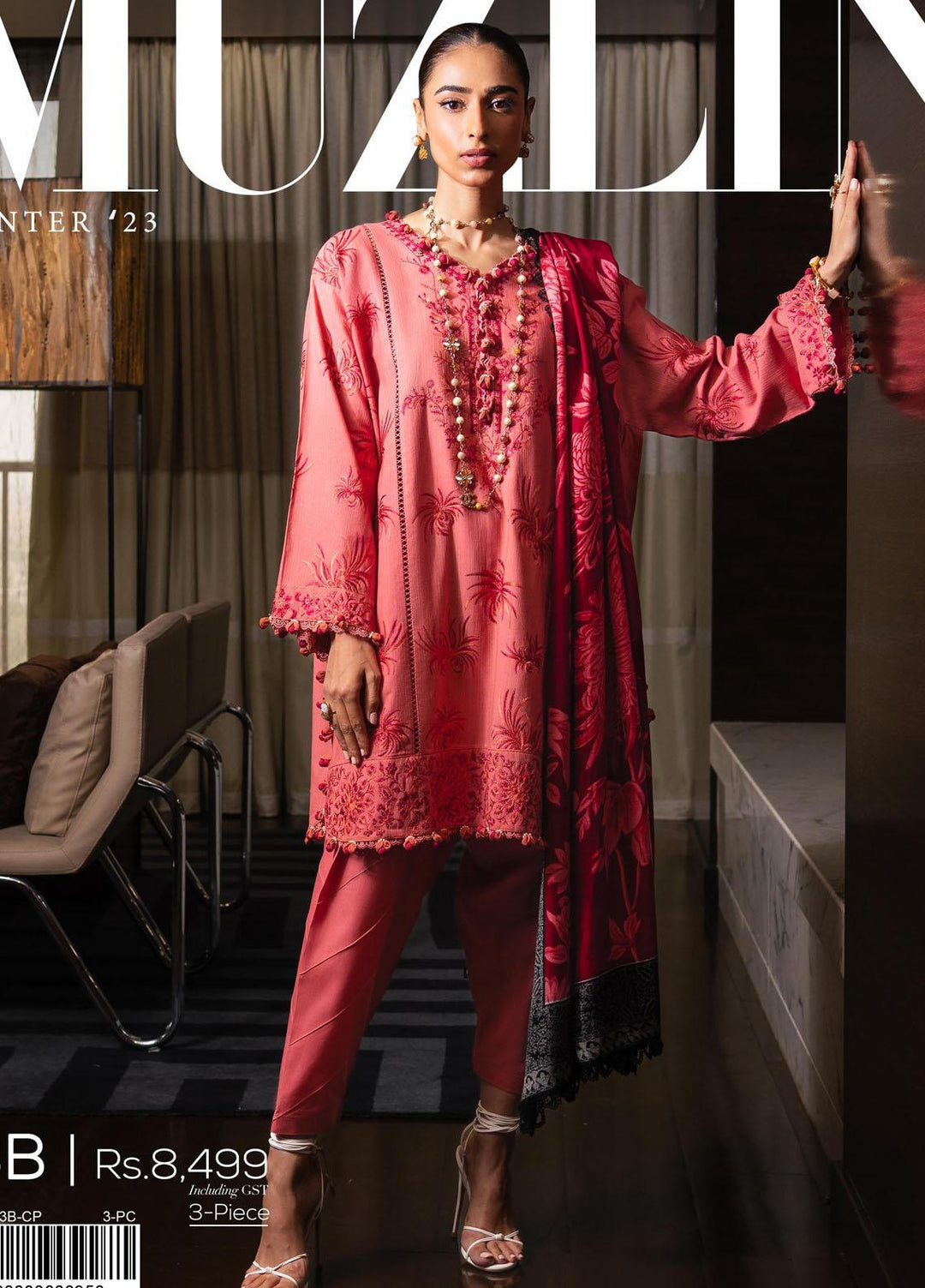 Muzlin By Sana Safinaz Embroidered Slub Suits Unstitched 3 Piece SS23MZ-V3 13B - Winter Collection