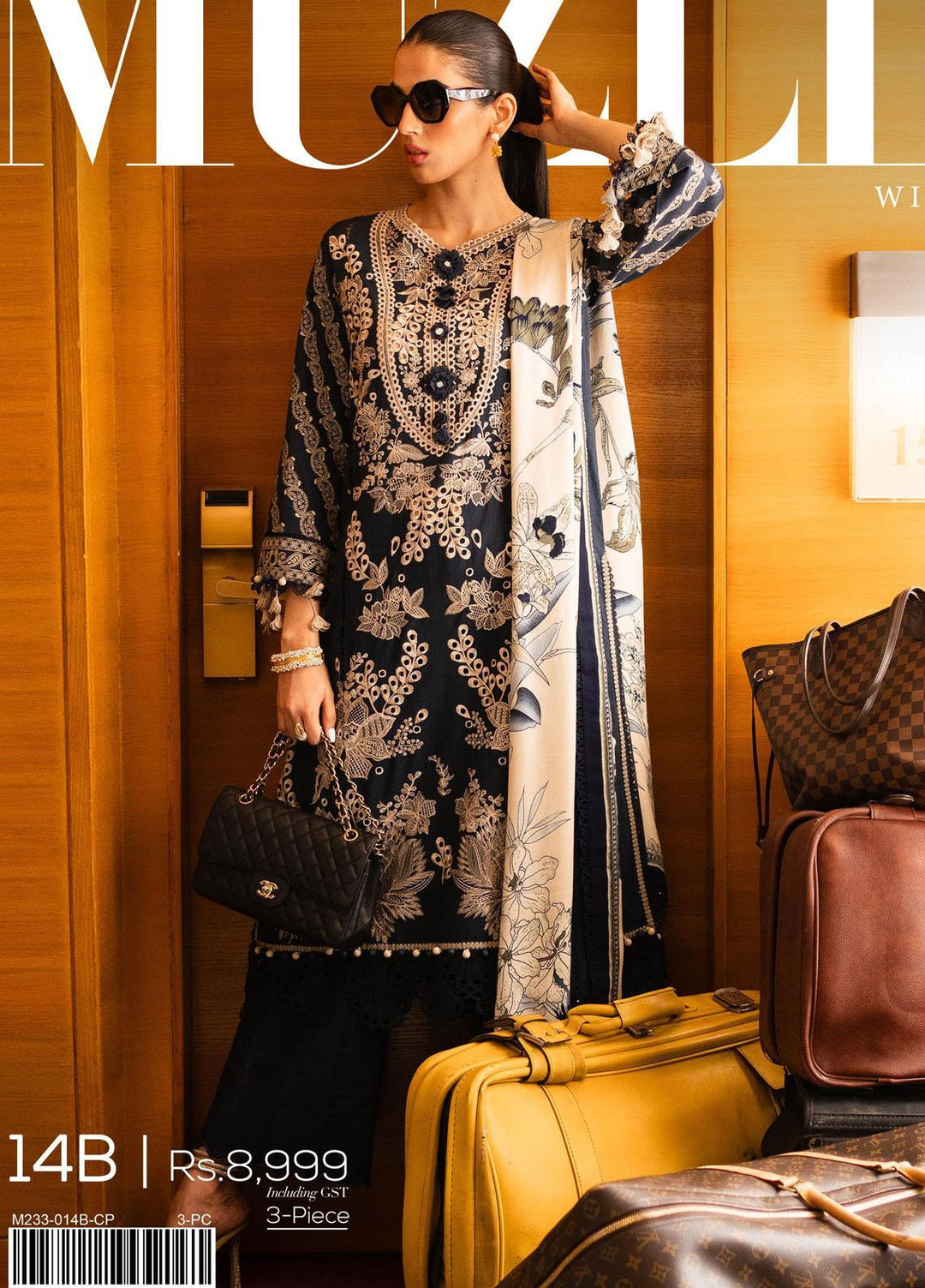 Muzlin By Sana Safinaz Embroidered Slub Suits Unstitched 3 Piece SS23MZ-V3 14B - Winter Collection