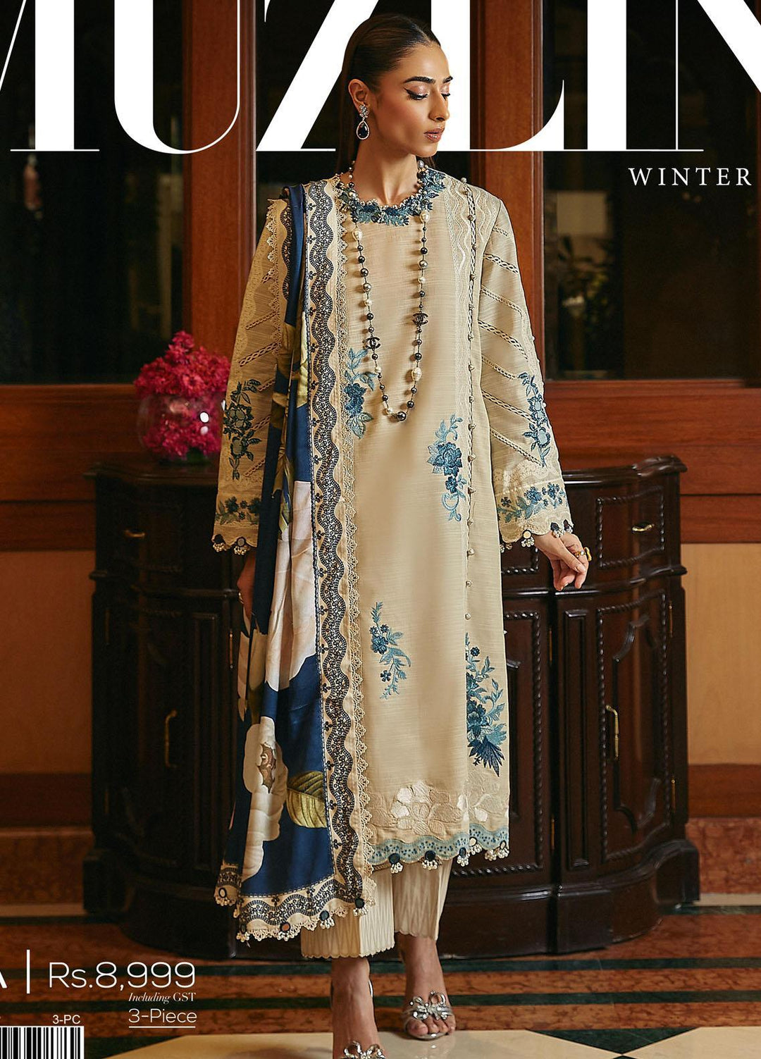 Muzlin By Sana Safinaz Embroidered Slub Suits Unstitched 3 Piece SS23MZ-V3 18A - Winter Collection