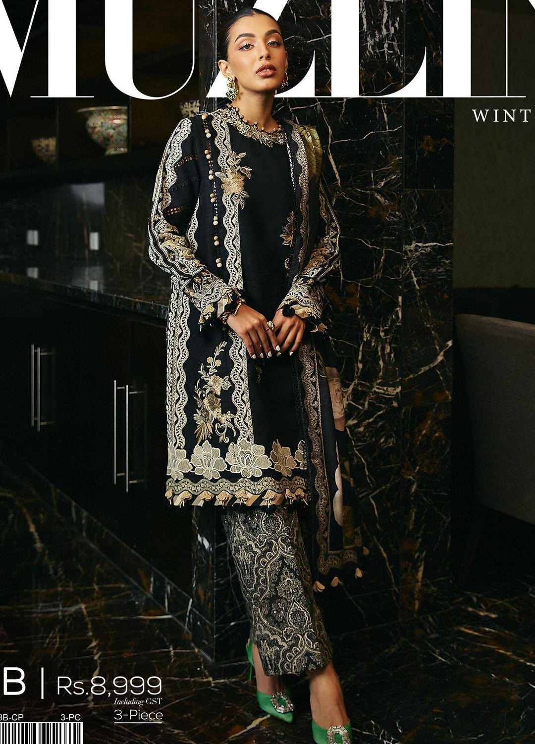 Muzlin By Sana Safinaz Embroidered Slub Suits Unstitched 3 Piece SS23MZ-V3 18B - Winter Collection