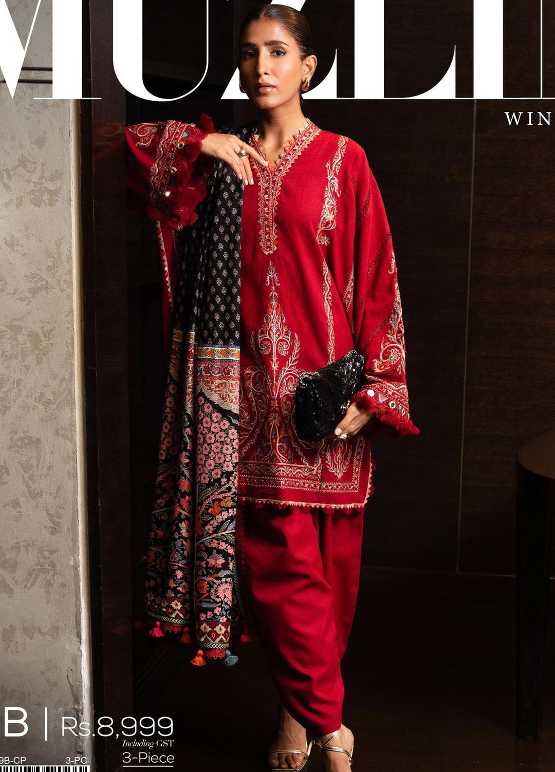 Muzlin By Sana Safinaz Embroidered Slub Suits Unstitched 3 Piece SS23MZ-V3 19B - Winter Collection