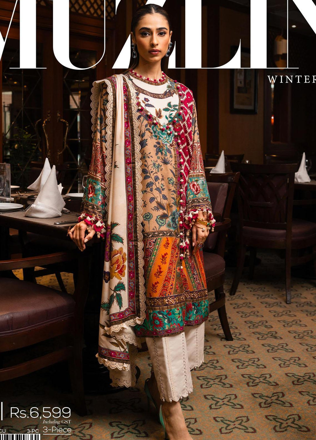 Muzlin By Sana Safinaz Embroidered Linen Suits Unstitched 3 Piece SS23MZ-V3 1B - Winter Collection