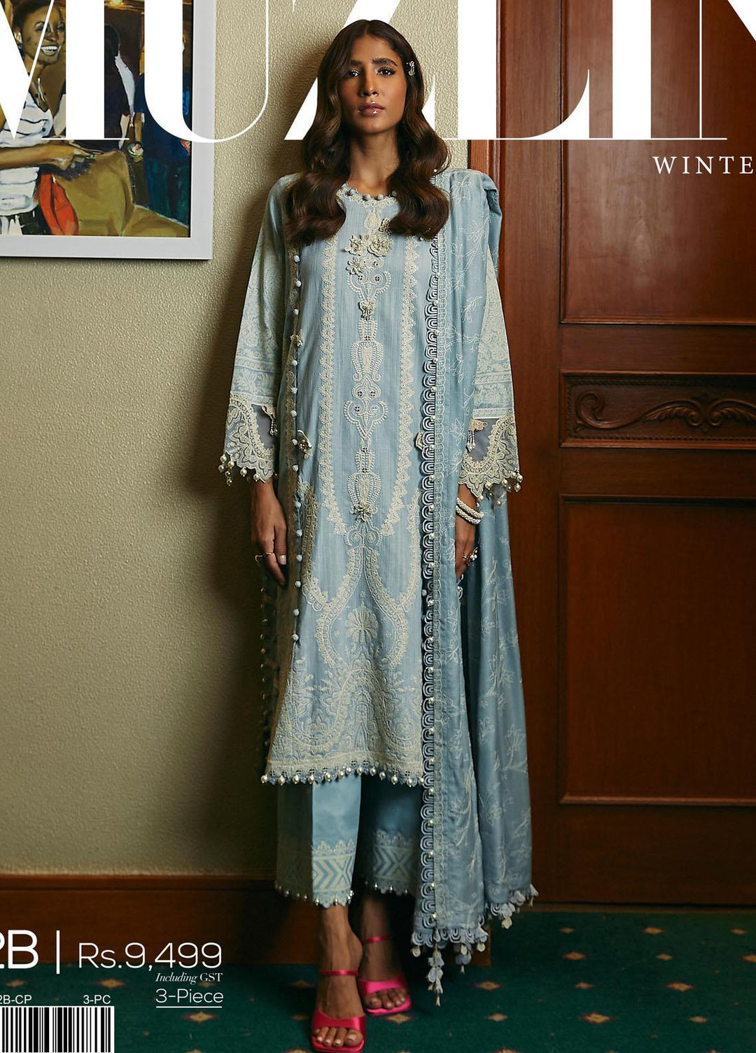 Muzlin By Sana Safinaz Embroidered Slub Suits Unstitched 3 Piece SS23MZ-V3 22B - Winter Collection