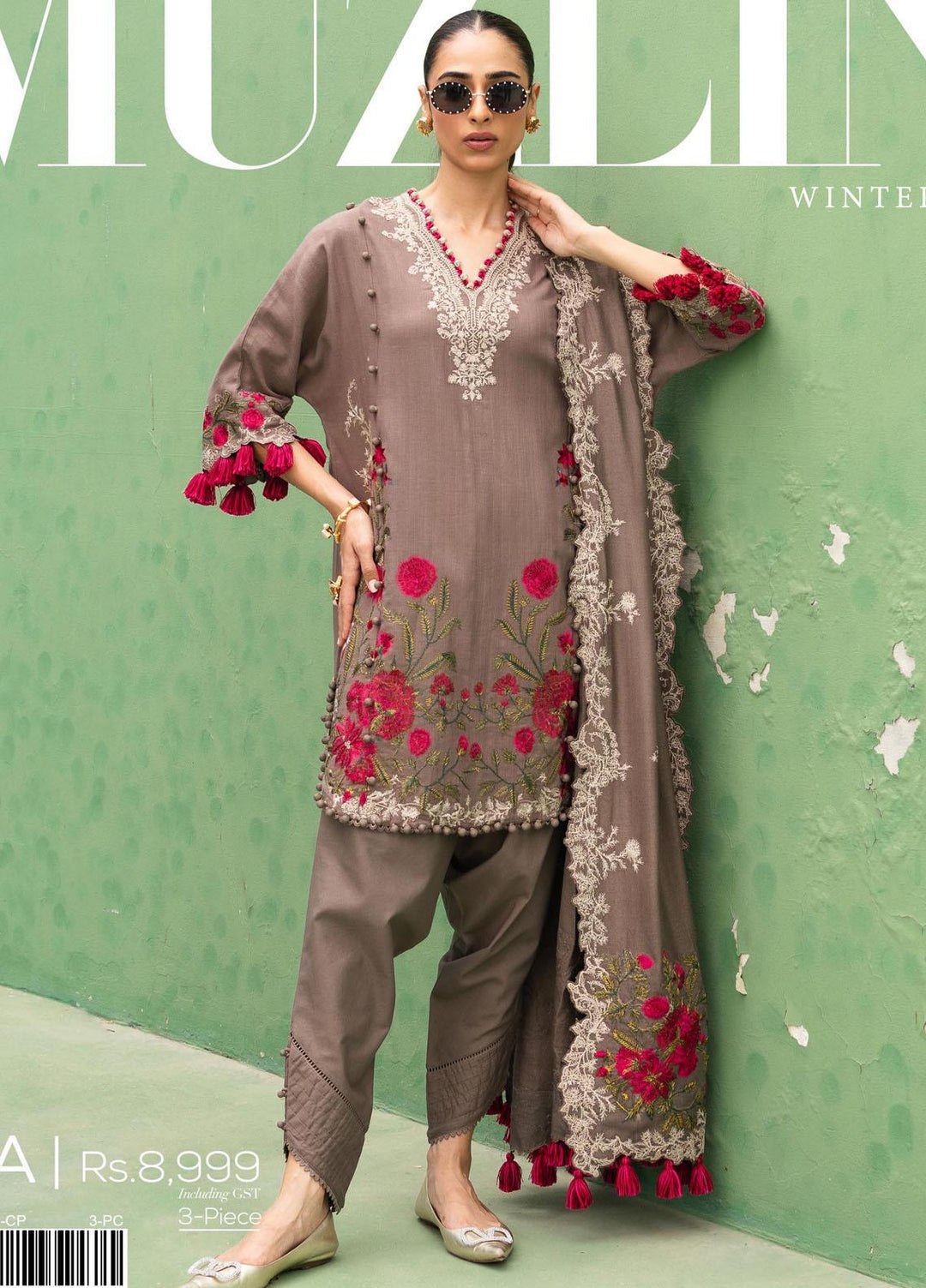 Muzlin By Sana Safinaz Embroidered Slub Suits Unstitched 3 Piece SS23MZ-V3 25A - Winter Collection