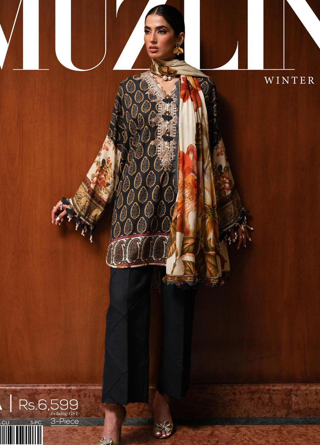 Muzlin By Sana Safinaz Embroidered Linen Suits Unstitched 3 Piece SS23MZ-V3 4A - Winter Collection