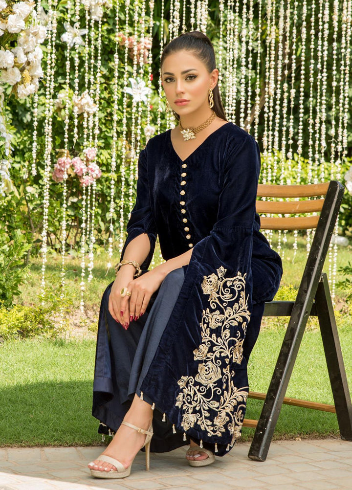 Naayas Luxury Pret  Velvet 2 Piece Dress NA22ELV Cape Sleeves