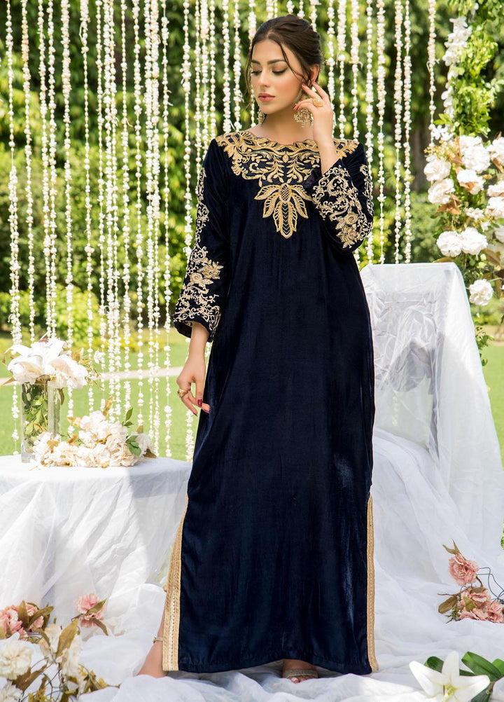 Naayas Luxury Pret  Velvet Kaftan NA22ELV Sparkley Blue